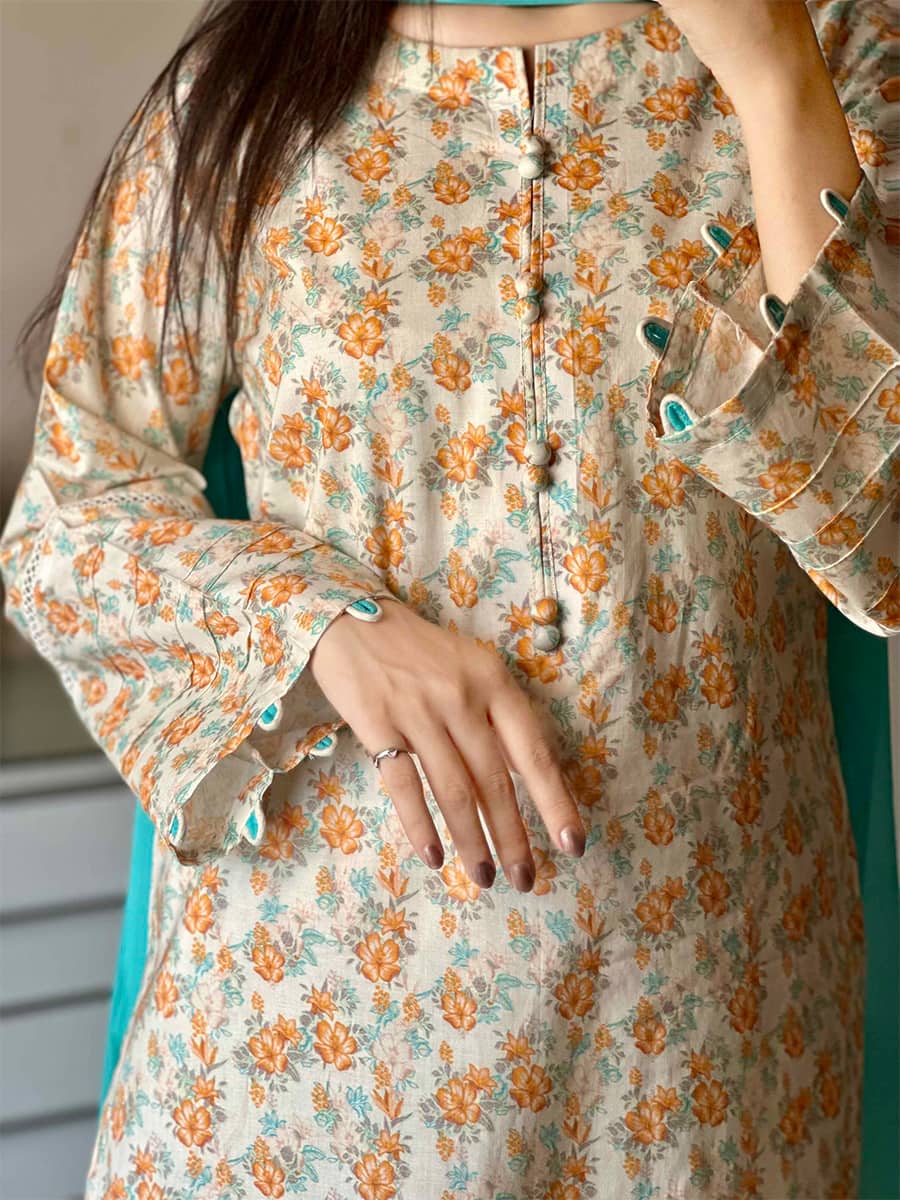 3 Piece - Cambric Printed Dress