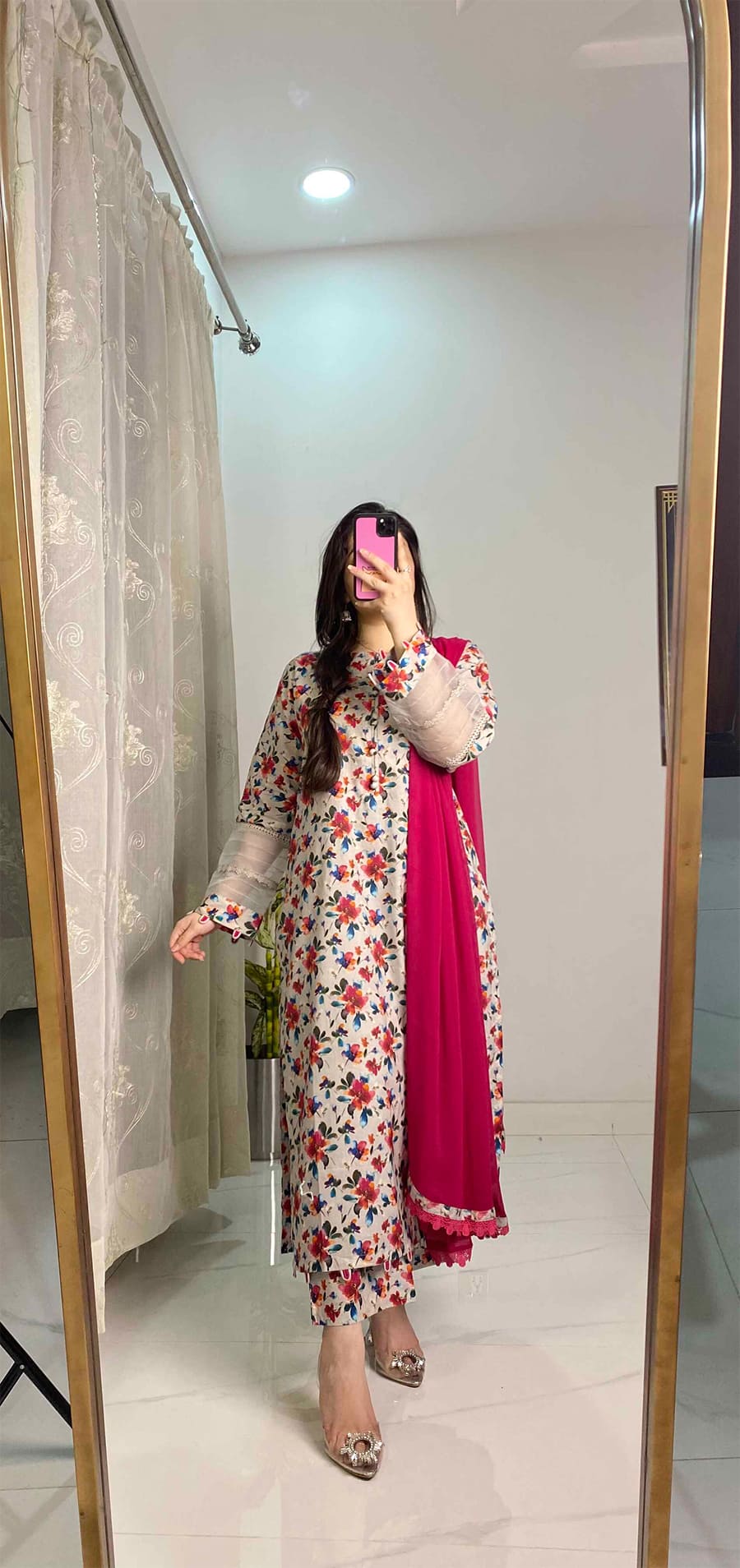 3 Piece - Cambric Printed Dress