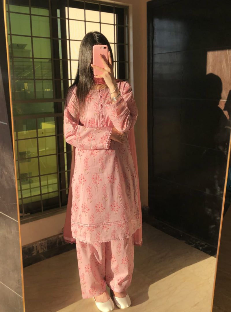 3 Piece - Cambric Printed Dress