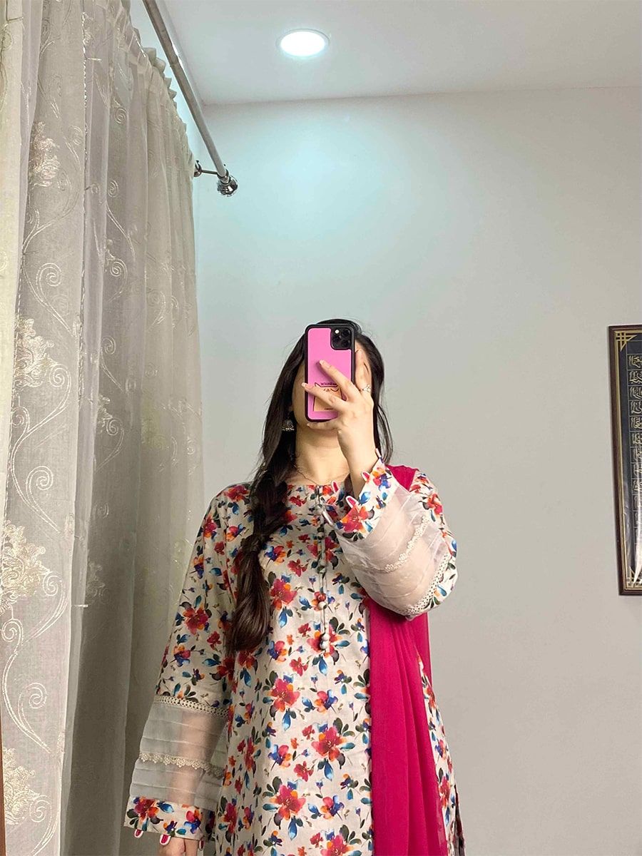 3 Piece - Cambric Printed Dress