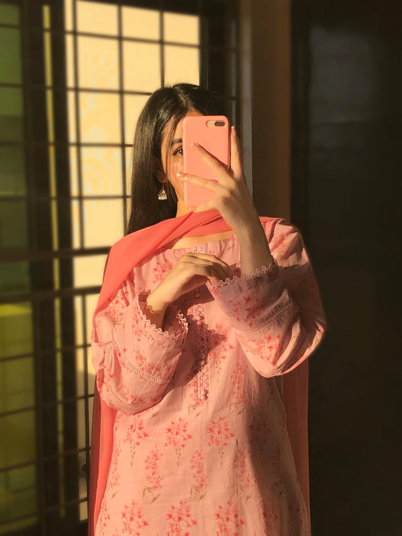 3 Piece - Cambric Printed Dress