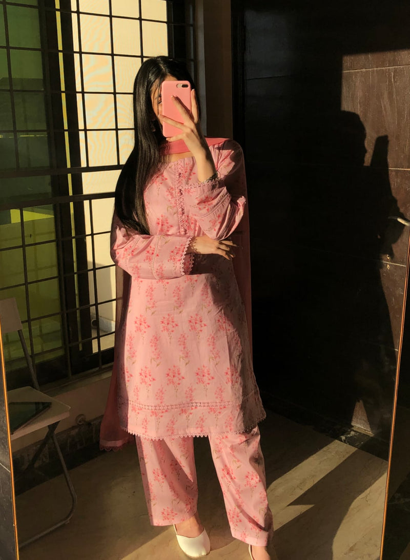 3 Piece - Cambric Printed Dress