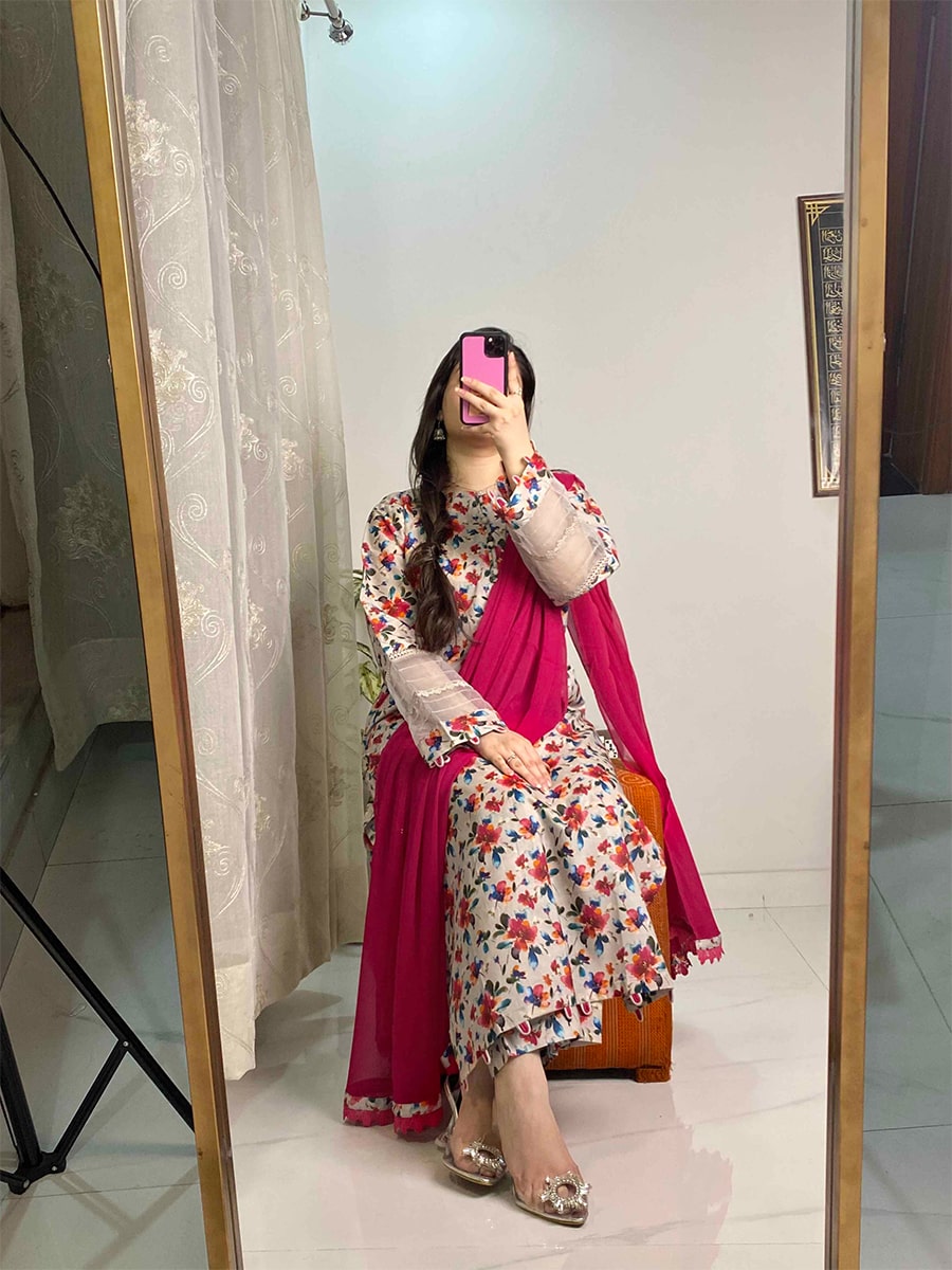 3 Piece - Cambric Printed Dress