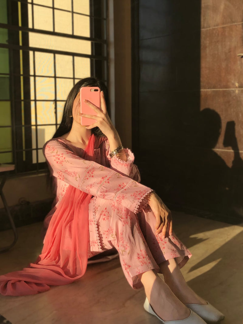 3 Piece - Cambric Printed Dress