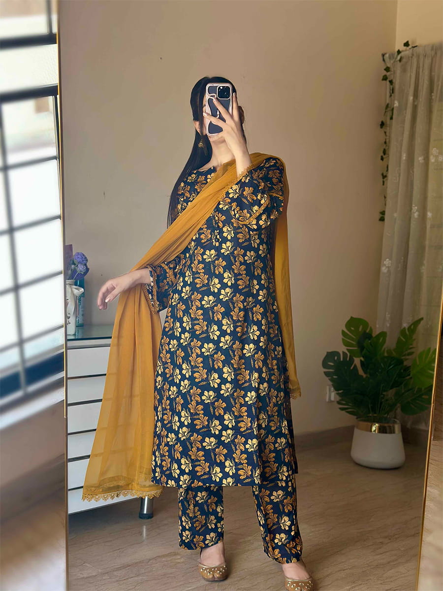 3 Piece - Cambric Printed Dress