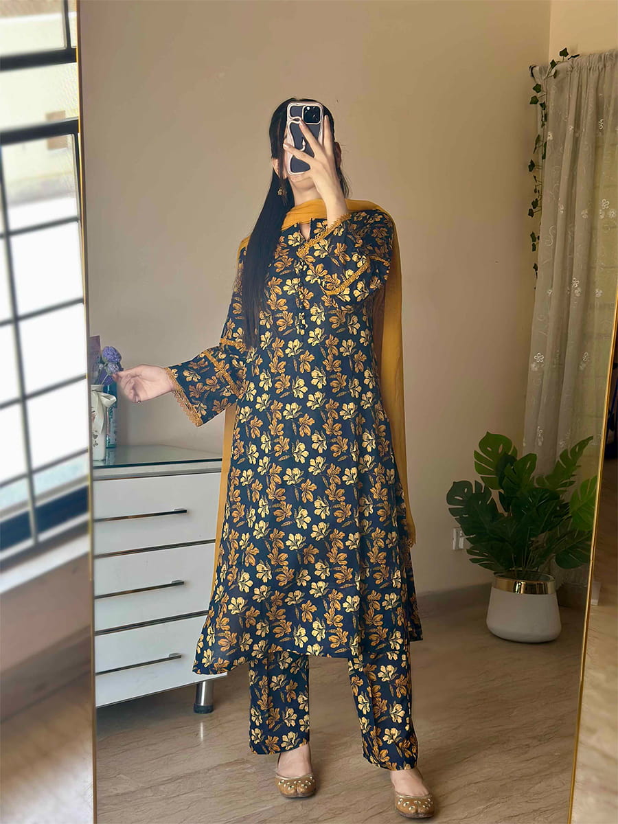 3 Piece - Cambric Printed Dress