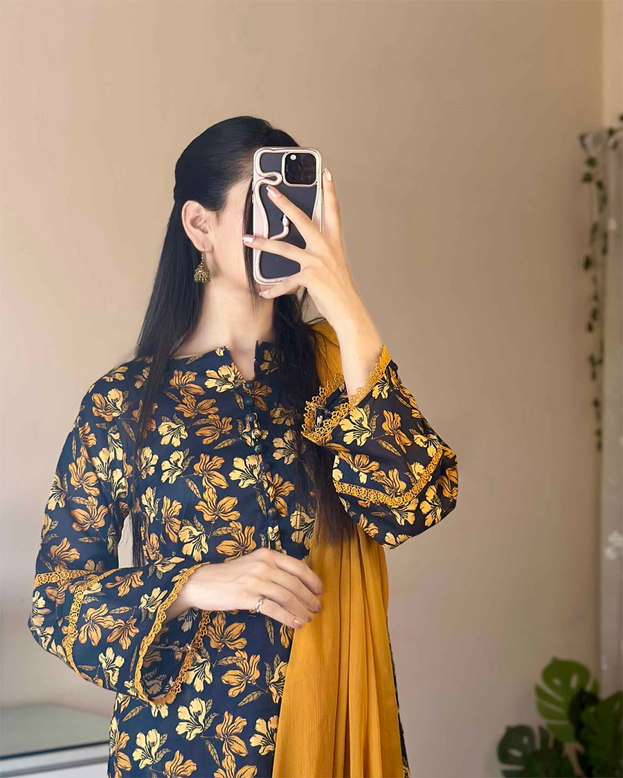 3 Piece - Cambric Printed Dress