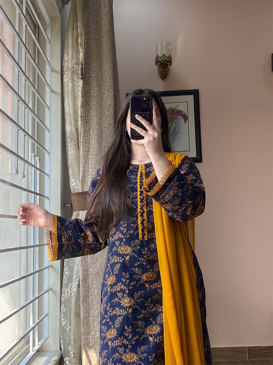 3 Piece - Cambric Printed Dress