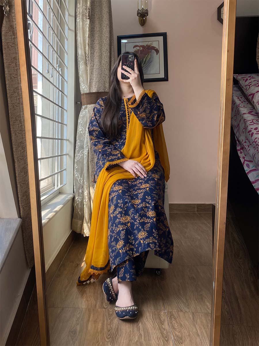 3 Piece - Cambric Printed Dress