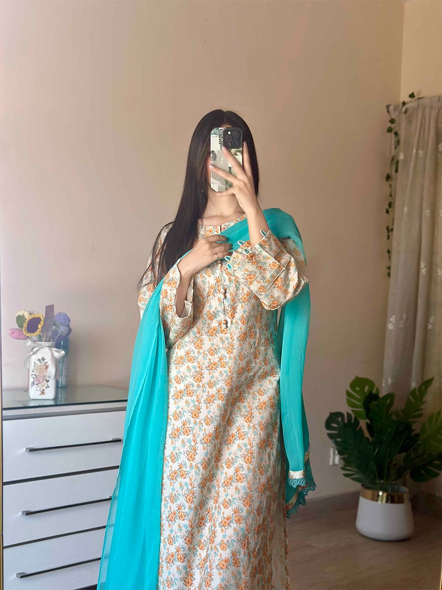 3 Piece - Cambric Printed Dress