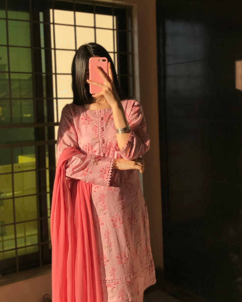 3 Piece - Cambric Printed Dress