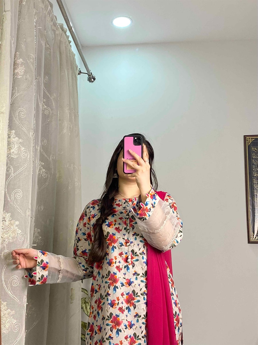 3 Piece - Cambric Printed Dress