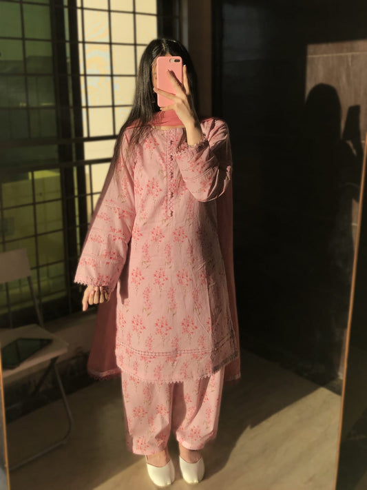 3 Piece - Cambric Printed Dress