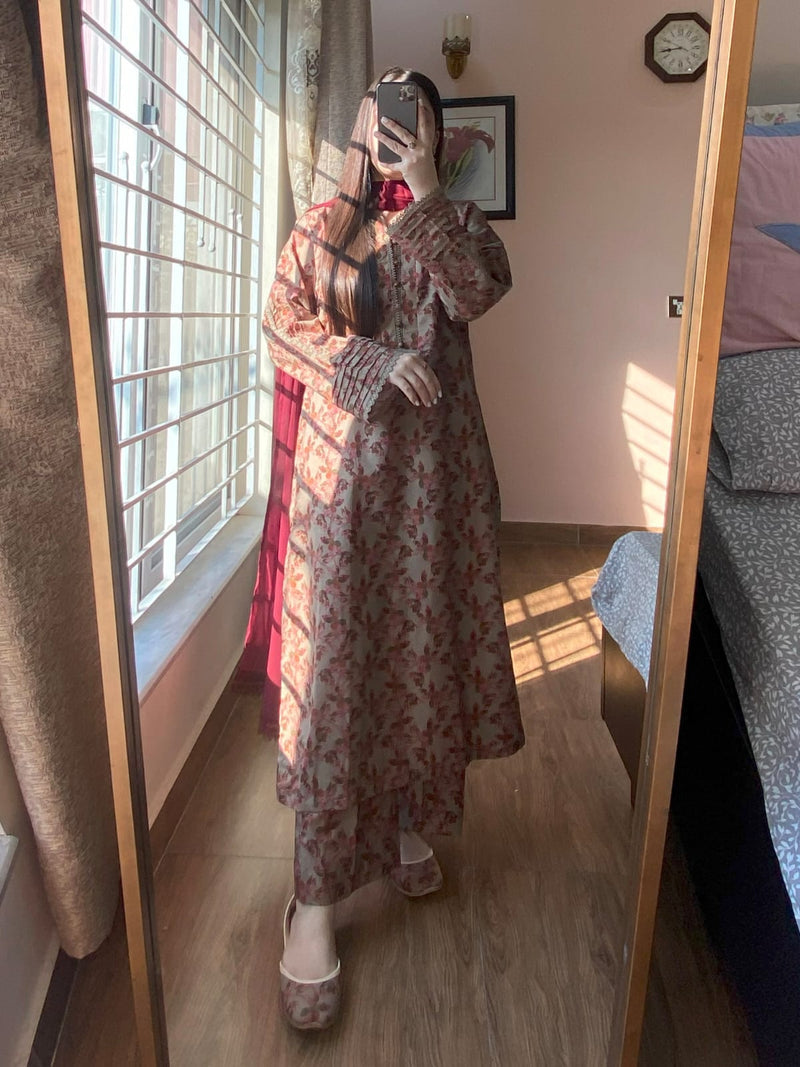 3 Piece - Cambric Printed Dress