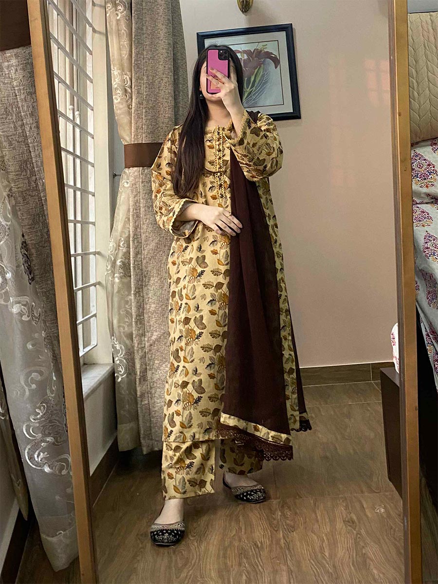 3 Piece - Cambric Printed Dress