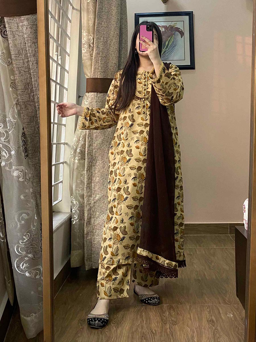 3 Piece - Cambric Printed Dress