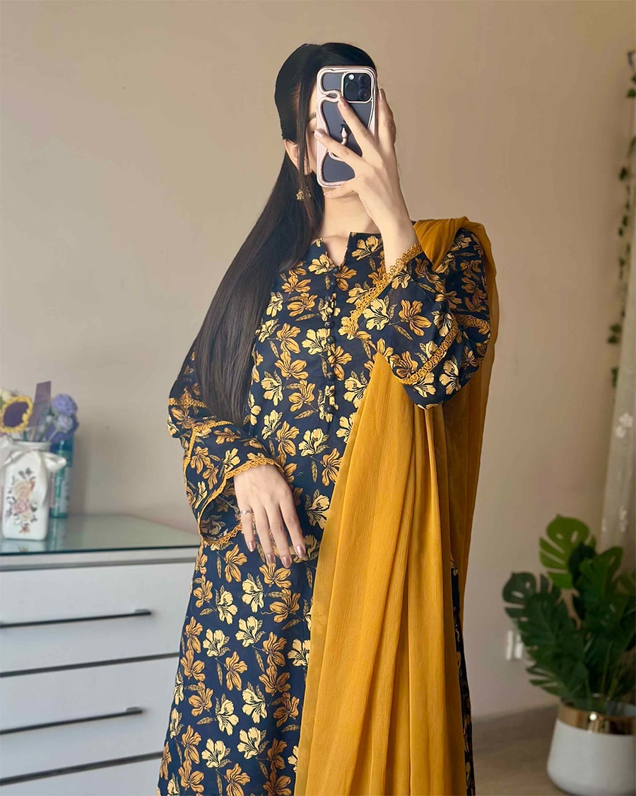 3 Piece - Cambric Printed Dress