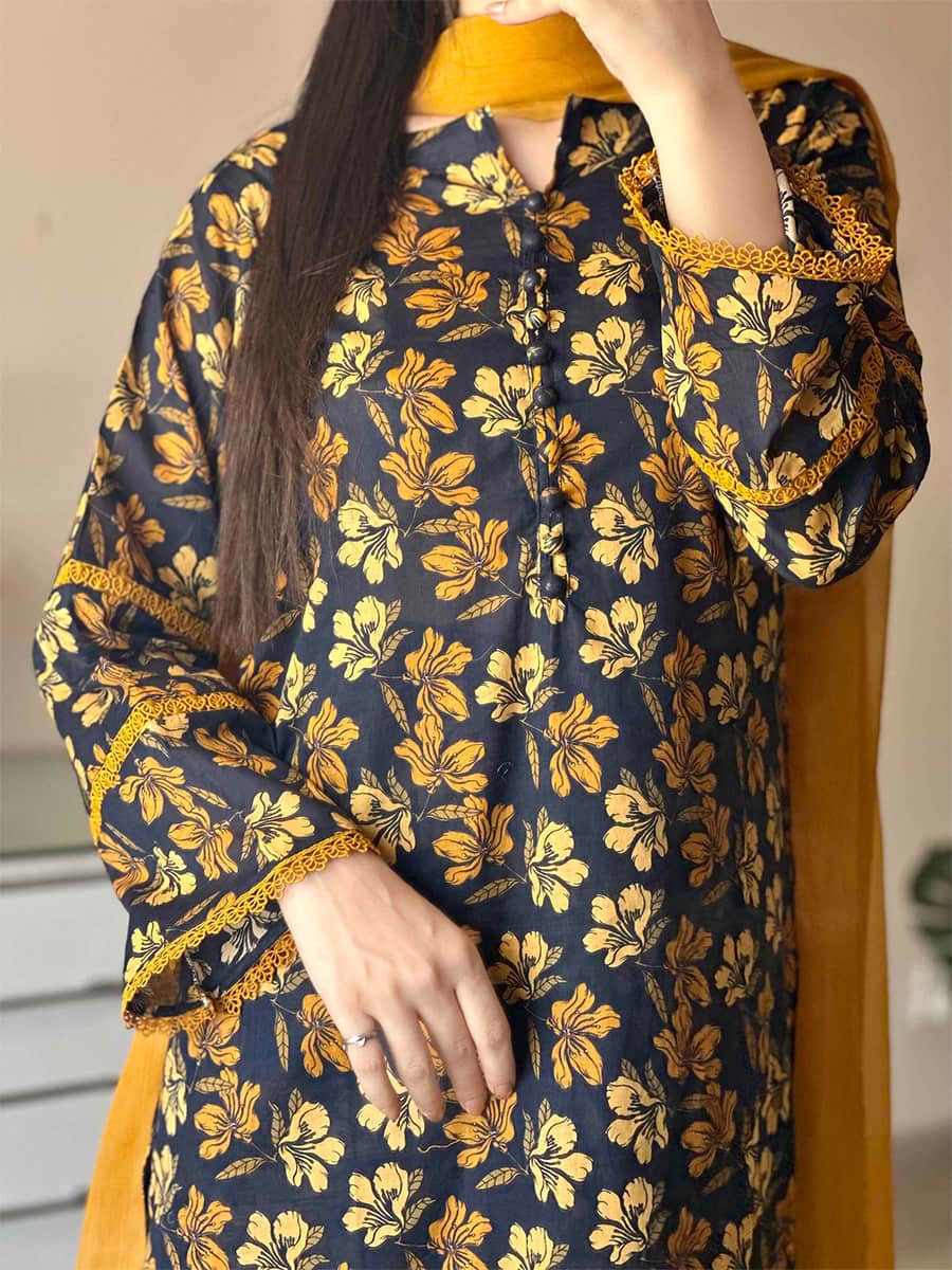 3 Piece - Cambric Printed Dress