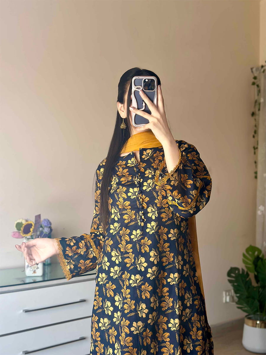 3 Piece - Cambric Printed Dress