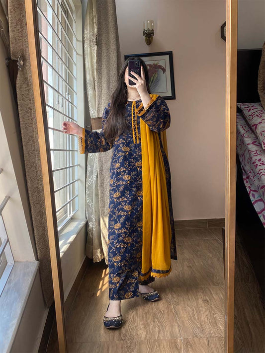 3 Piece - Cambric Printed Dress