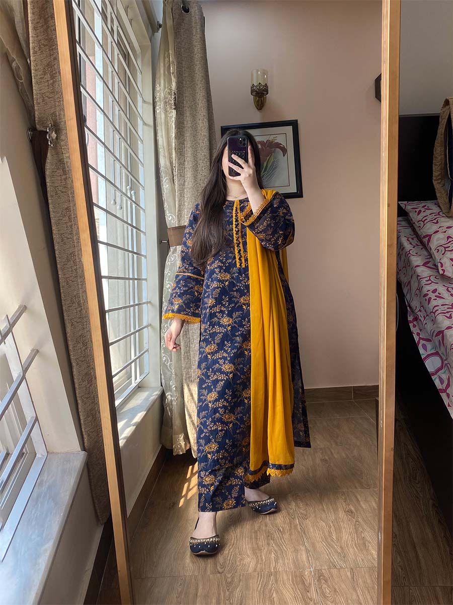 3 Piece - Cambric Printed Dress